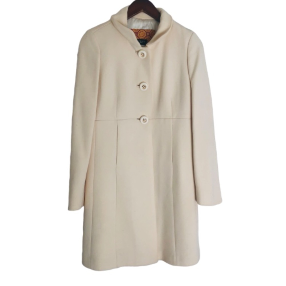 J. Crew Cream Wool Button Front A-Line Coat